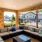 a living room with a large glass door
